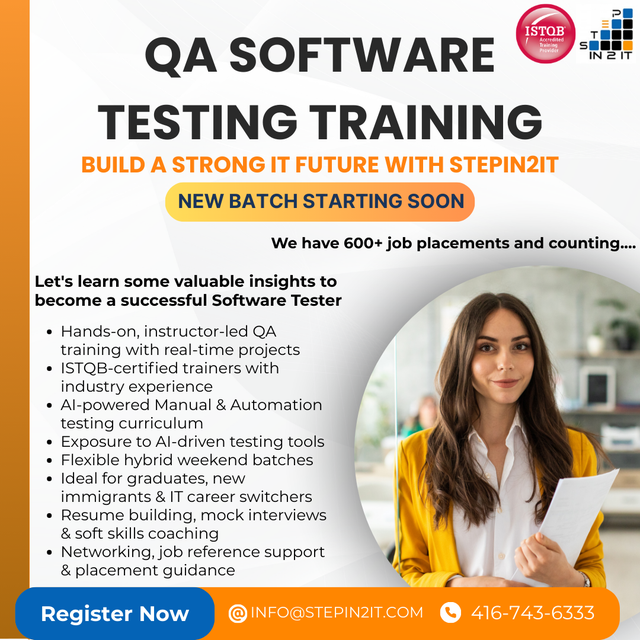 QA Software Testing Training- with AI integration by STEPIN2IT,65689559215873120