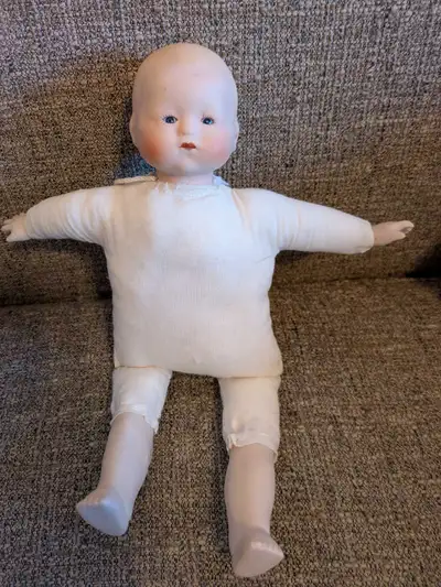 Antique Bisque head Baby Doll, by Armand Marseille but unstamped/unmarked (marking was likely on the...