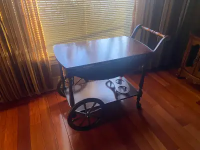 Trolley bar/ tea service cart German made In great condition 16x29” with drop leaves down 24, 1/2” h...