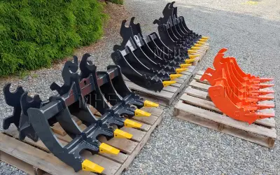 New attachments for mini excavators Built in BC Made from European AR450 and T1 steel Rippers Narrow...