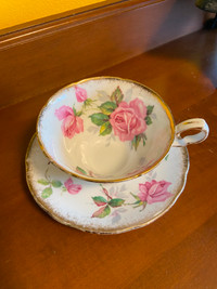 Vintage Royal Stafford Berkeley Rose Bone China Teacup Saucer