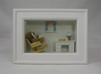 Teddy Bear in a Shadow Box White Frame - New -  for best offer