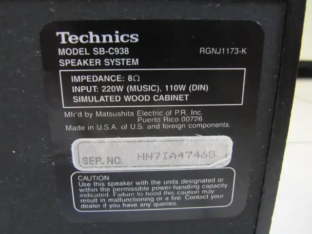 Technics Model SB-C938 CentreChannel & SB-S938Satellite Speakers in Arts & Collectibles in Mississauga / Peel Region - Image 9