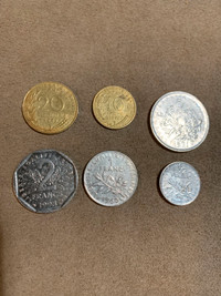 Set of 6 Pre-Euro France Francs