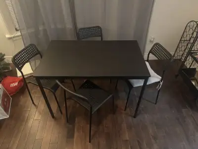 IKEA Black Dining Table & 4 Chairs, View more