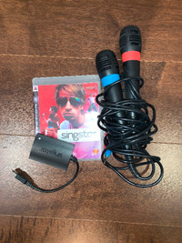PS3 Singstar game and 2 microphones