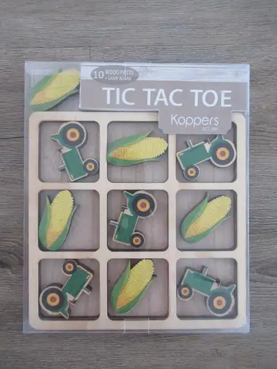 Farm Tic Tac Toe Set Koppers, 10 Wood Pieces + Game Board -NEW, View more