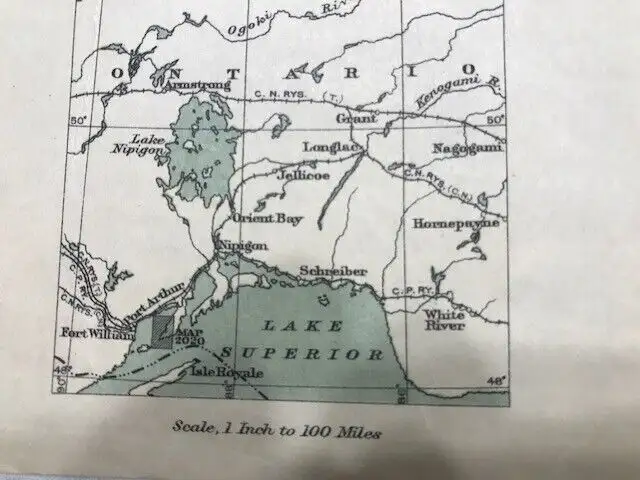 * Thunder Cape Sheet, Ont. linen bound map, 1924, vintage in Arts & Collectibles in Thunder Bay - Image 5