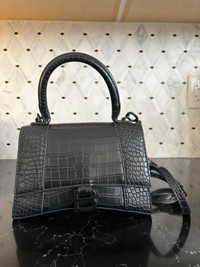 Balenciaga Hourglass Handbag Crocodile Embossed