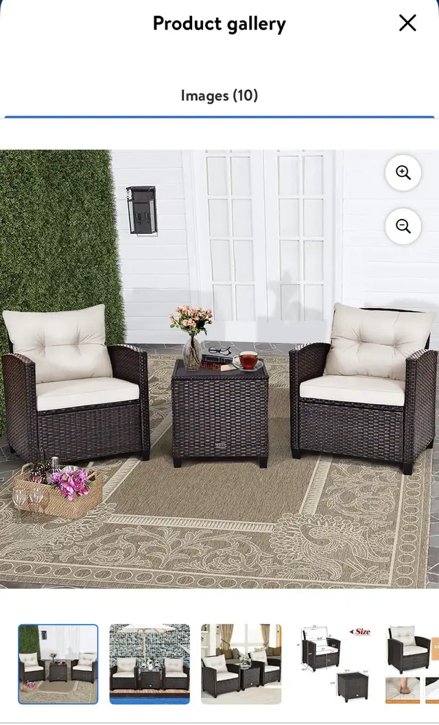 Brand New 3 Pieces Patio Furniture Set, PE Rattan Wicker 3 Pcs in Patio & Garden Furniture in City of Toronto - Image 4