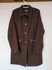 Superbe veston long, pretty quality long brown jacket,size small