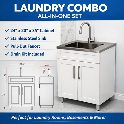 Laundry set COMBO: ss sink, pullout faucet & cabinet ON SALE!!!, View more
