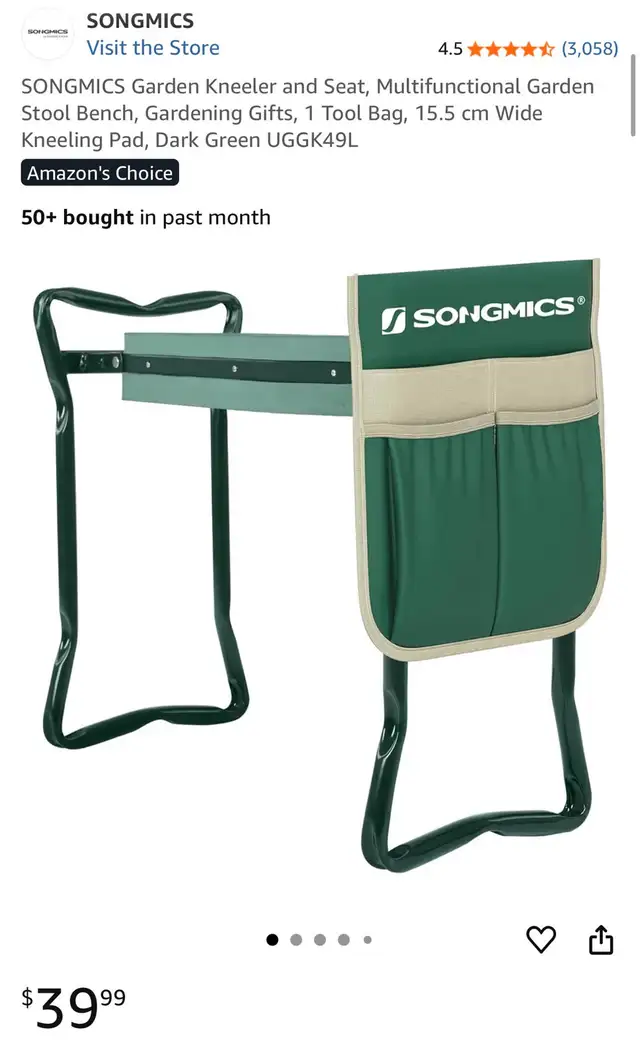 SONGMICS Garden Kneeler & Seat with Tool Bag in Outdoor Tools & Storage in Oshawa / Durham Region - Image 10