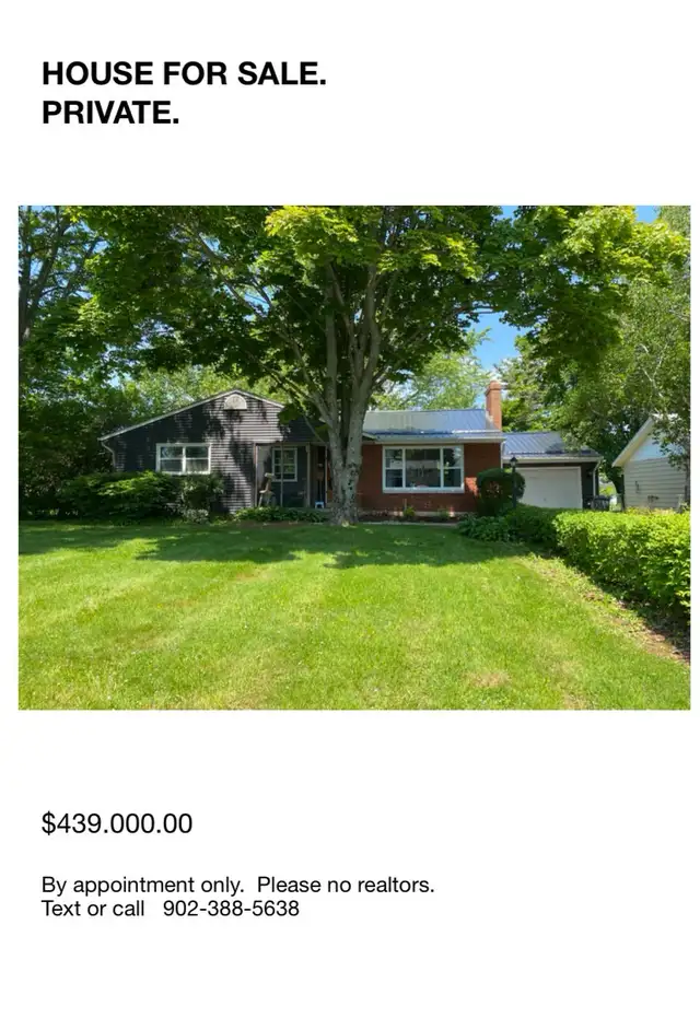 Home for sale, private. Charlottetown, PE