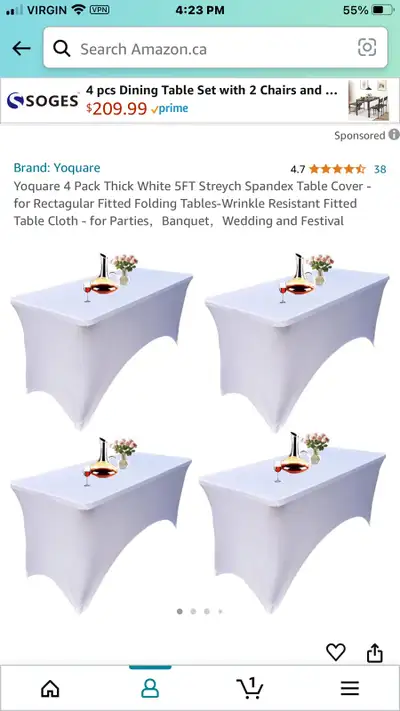 Flexible table cloths for folding tables. Very classy and clean looking. Great for special events li...