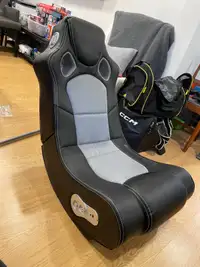 Gaming chair grey material. 