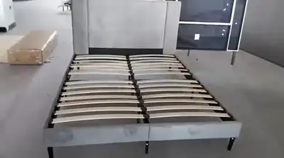Stylish Bed Frame with Tufted Headboard – Full & Queen, View more
