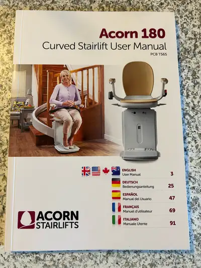 I'm selling an Acorn 180 curved stairlift in used condition. This stairlift was installed in Februar...