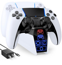 New PS5 Controller Charger Station with 5V/3A AC Adapter for Dua