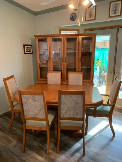 REDUCED Table and 6 chairs and china cabinet, View more