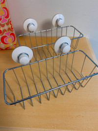 Mirror-mounted wire baskets