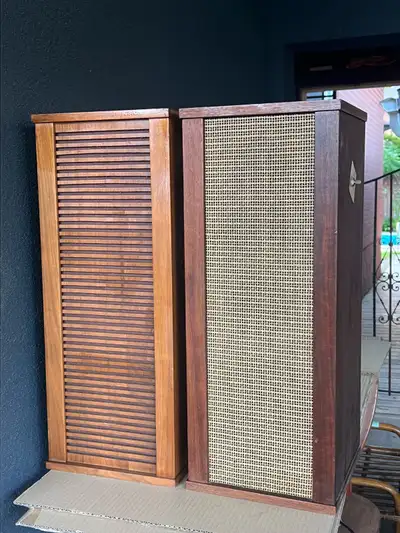 $50 for the pair of Vintage MCM Teak Speaker Columns , View more