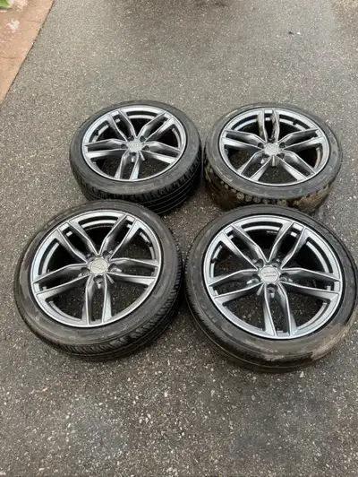 18 Inch Audi rims S line rims Audi wheels • Gloss dark grey, Set of 4 • 5x112 Bolt Pattern • TPMS Se...