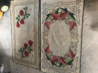 two vintage hooked mats