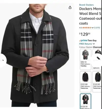 Docker's mens wool coat/jacket and scarf, View more