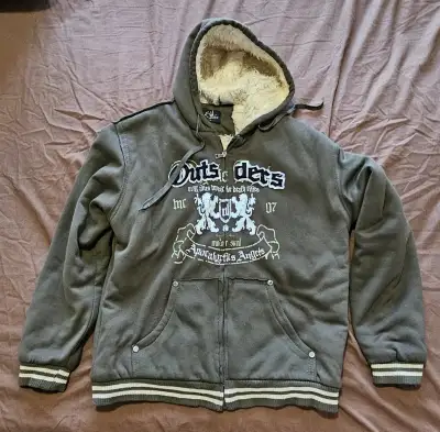 MEN'S FULL ZIP UP SHERPA FUR/FLEECE HOODIE (XL - GREEN), View more