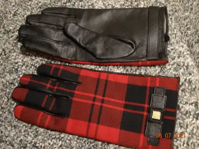 Gloves,lady,Liz claiborne, new ,tartan top,lined , leather palm, View more