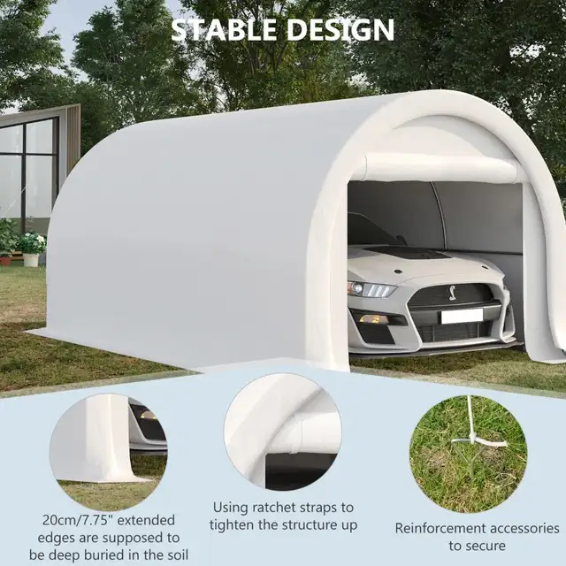 10' x 16' Heavy Duty Portable Carport Tent with Zippered Door, P in Outdoor Tools & Storage in Markham / York Region - Image 5
