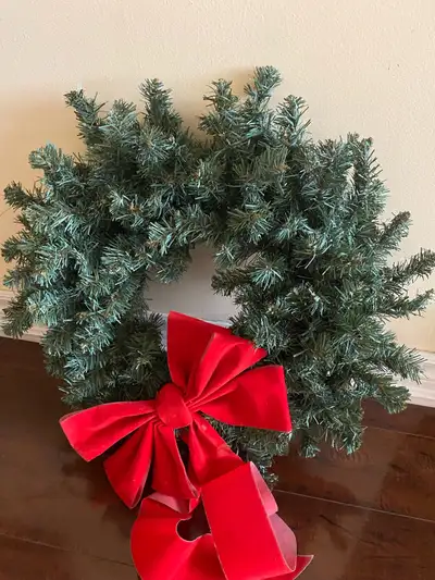 Christmas Wreath with red bow , View more