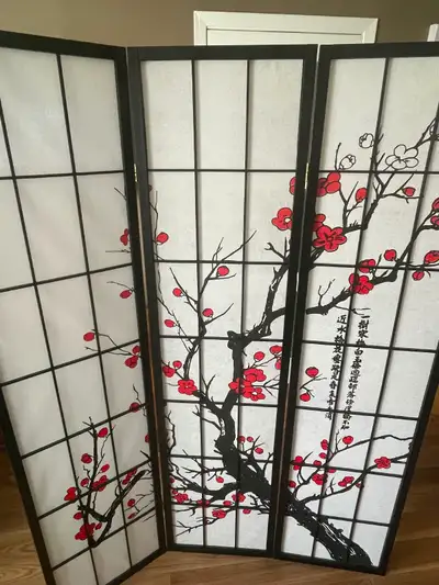 6ft sakura blossom shoji floating floor screen room divider, View more
