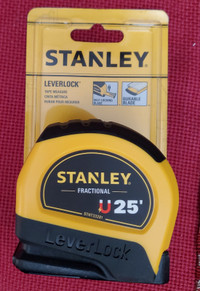 Stanley LeverLock Tape Measure With Fractional Scale