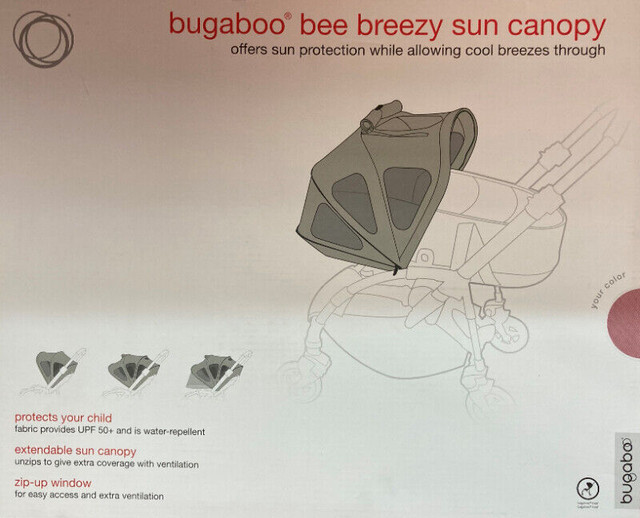 (NEW) Bugaboo Bee Breezy Sun Canopy Soft Pink (NO STROLLER) in Strollers, Carriers & Car Seats in City of Toronto - Image 2