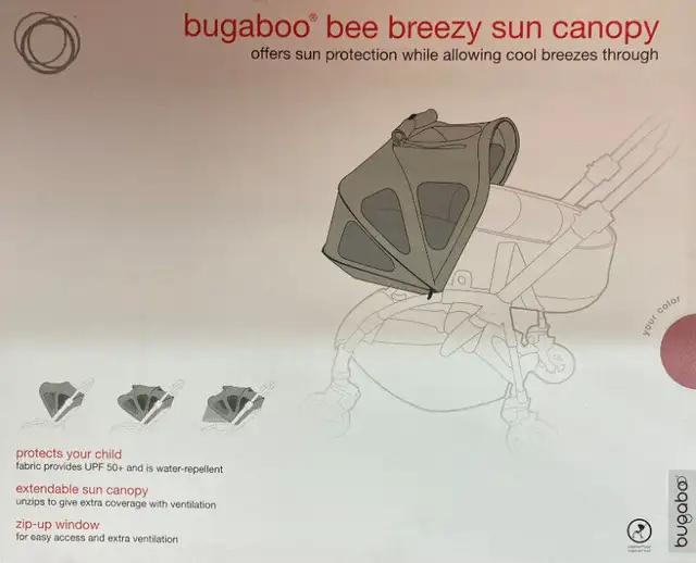(NEW) Bugaboo Bee Breezy Sun Canopy Soft Pink (NO STROLLER) in Strollers, Carriers & Car Seats in City of Toronto - Image 3