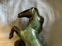 Large Vintage Blue Mountain Pottery Rearing Horse Sculpture