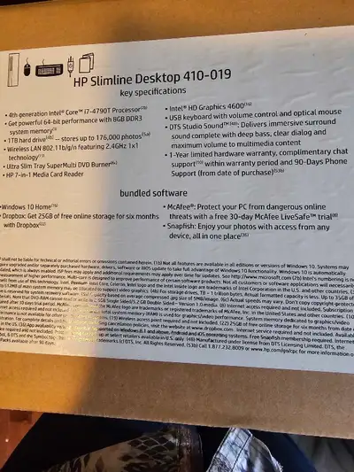 I'm offering a used HP Slimline Desktop 410-019, a capable machine featuring a 4th generation Intel...