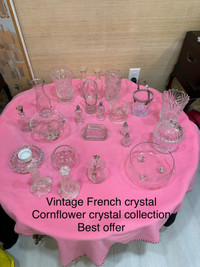 Vintage French crystal/ Cornflower crystal collection 