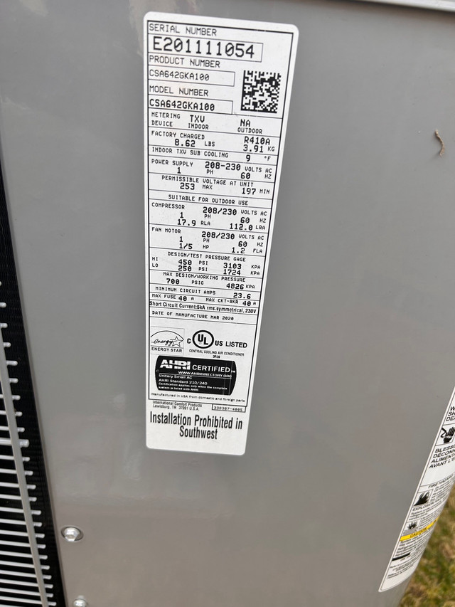 Keeprite 3.5 Ton AC UNIT . Air-conditioner unit in Heating, Cooling & Air in Oakville / Halton Region - Image 2