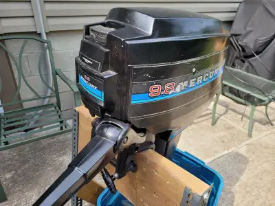 1975 Mercury 9.8 hp Short Shaft, manual start tiller engine. Runs perfect, new fuel line & carb clea...