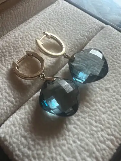 14 k blue topaz earrings , View more