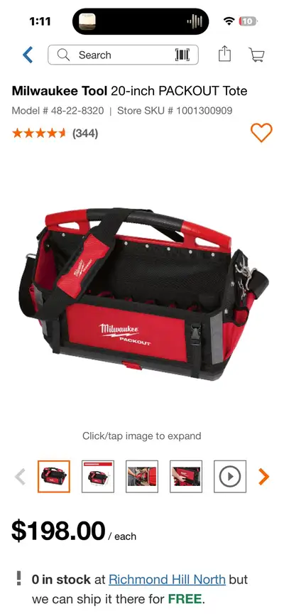 Milwaukee packout tote 20” , View more