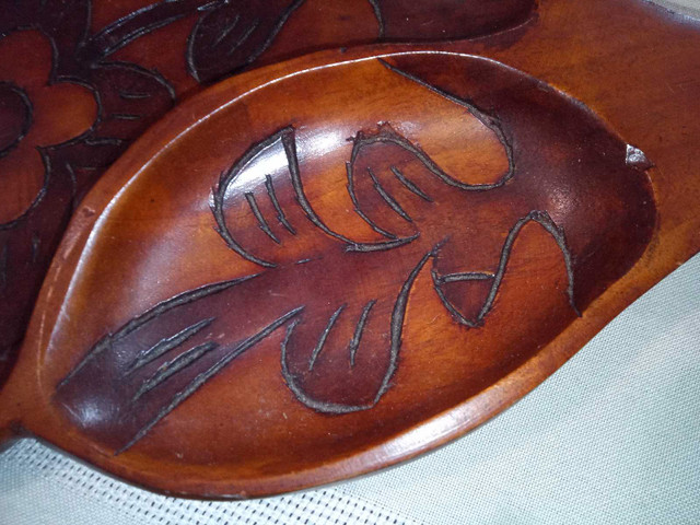 Wooden Platter Etched in 3 sections 18 in Long in Arts & Collectibles in Yarmouth - Image 2