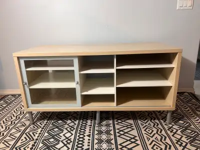 IKEA Magiker Birch TVConsole w/ Glass Sliding Door - Adjustable , View more