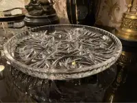 Grande assiette à crudité en cristal pinwheel de 11,5 pouces