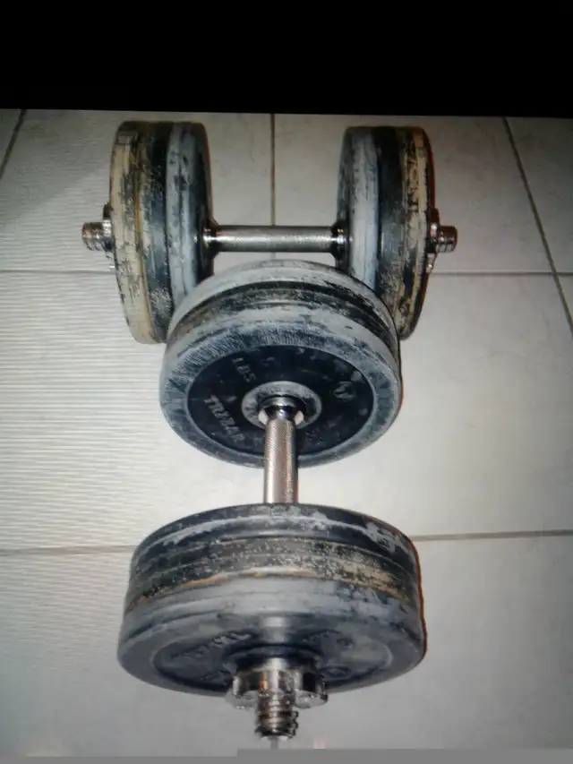 Rubber coated metal weight plates (1 inch hole) $1 per pound  in Exercise Equipment in City of Toronto - Image 4