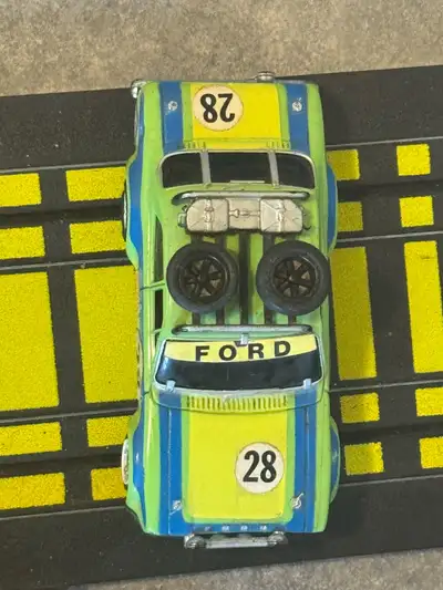 1976 AURORA AFX G+ RALLY FORD ESCORT # 28 LIME SLOT CAR, View more