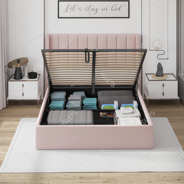 Pink color bed frames | Storage bed | Queen size bed kings beds in Beds & Mattresses in Burnaby/New Westminster - Image 7